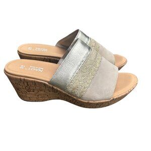 NAOT Tiki Platform Wedge Slide Comfort Leather Mule Sandal Gold Size 40 Boho